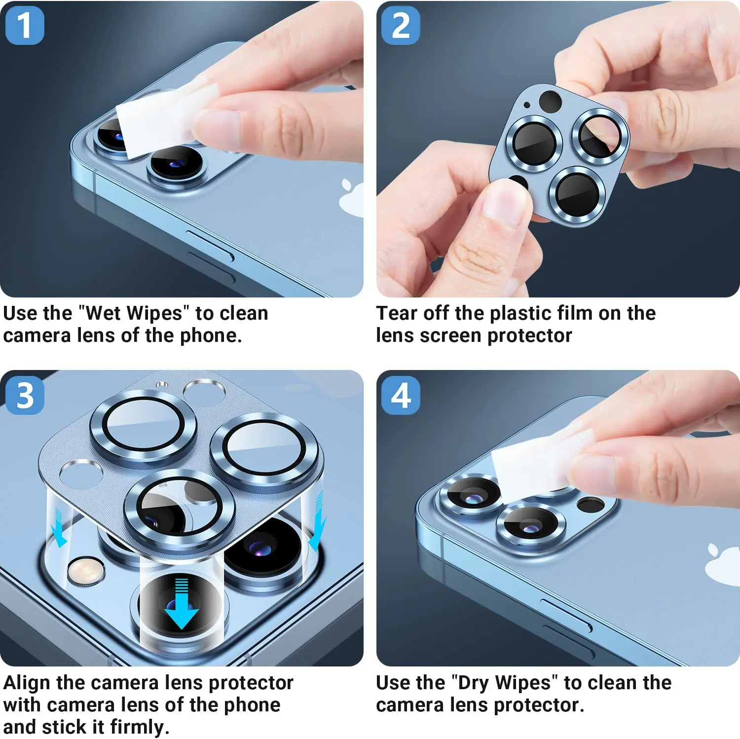 Cubierta protectora de lente de cámara de Metal, accesorio de protección de vidrio templado para iPhone 16, 15 Pro Max, 14, 14Pro, 16Pro, 15Plus