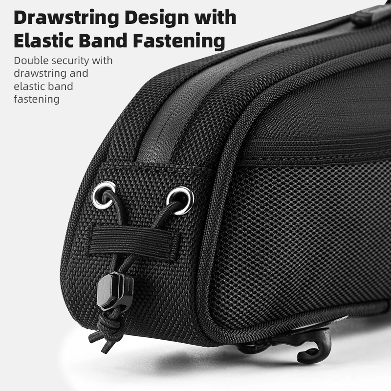 ROCKBROS Bicycle Bag 1.3L Portable Frame Front Tube Cycling Bag Waterproof MTB Road Bicycle Pannier Black With Headphone Jack