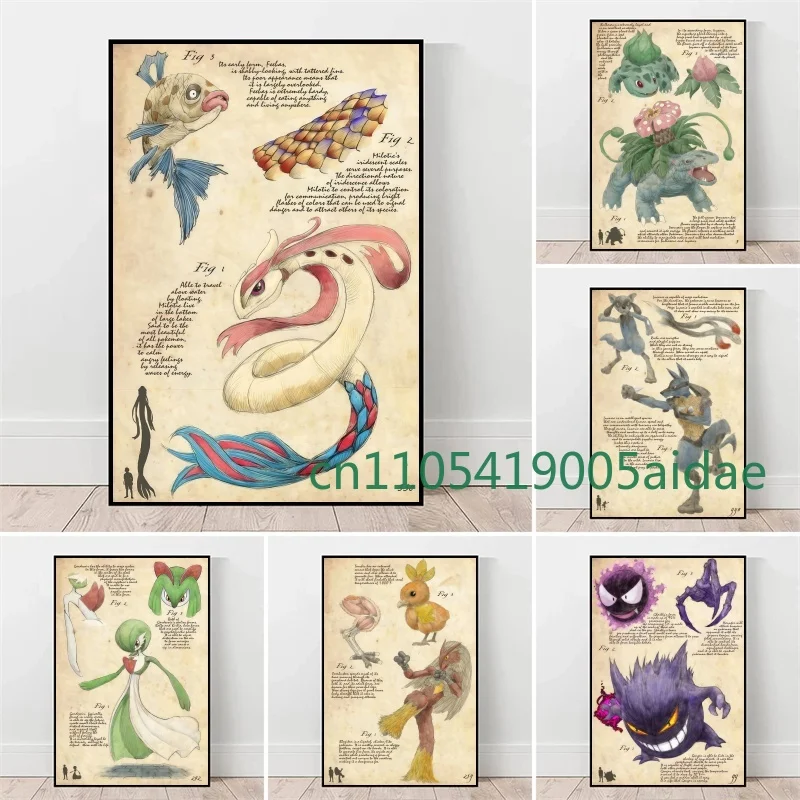 

Cartoon Pokemon Anime Canvas Painting Pikachu Gengar Eevee Mew Wall Art Style Posters Print Pictures Children's Room Home Decor