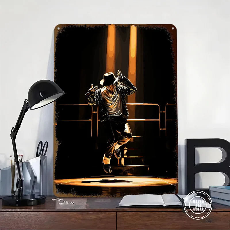 Michael Jackson Performing on Stage Personalized 3D Textured Metal Poster Wall Art Vintage Tin Signs for Gaming Room Decoration
