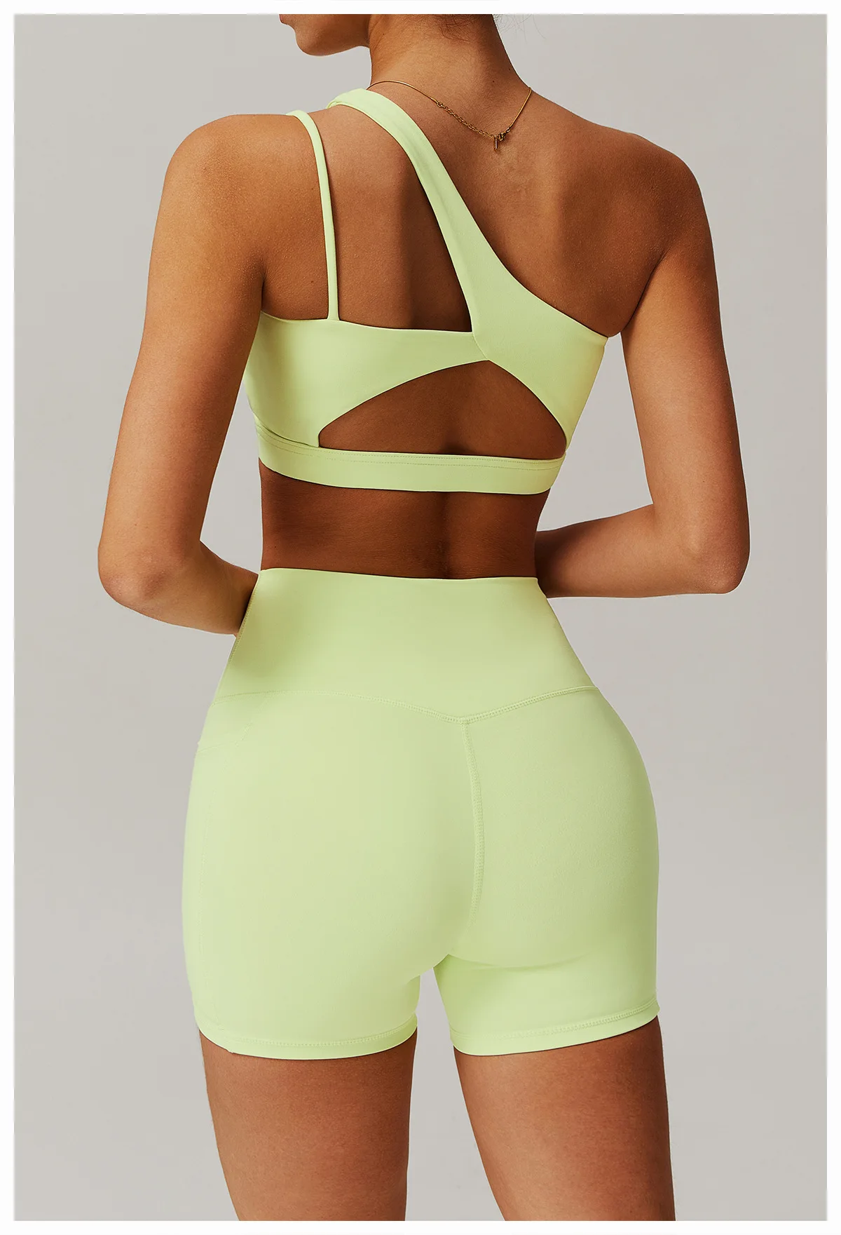 JHJN Slanted Shoulder Beautiful Back Yoga Bra Naked Sports Underwear Irregular Shoulder Straps Run Fitness Vest Top
