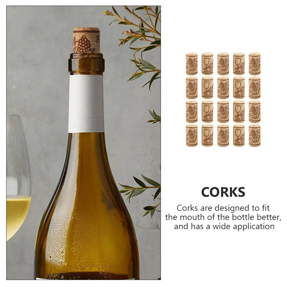 

20Pcs Wine Bottle Corks Patterned Decorative Stoppers Bottle Plugs for Wine Beer Bottles Craft Decorating