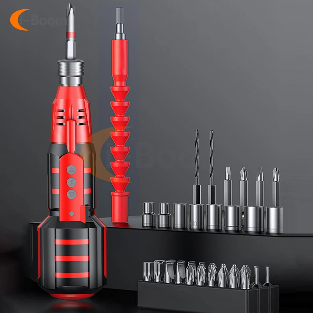 Multifunctional Electric Screwdriver Set Replaceable Bits with LED Light USB Charging Power Tools Portable Screwdriver Set