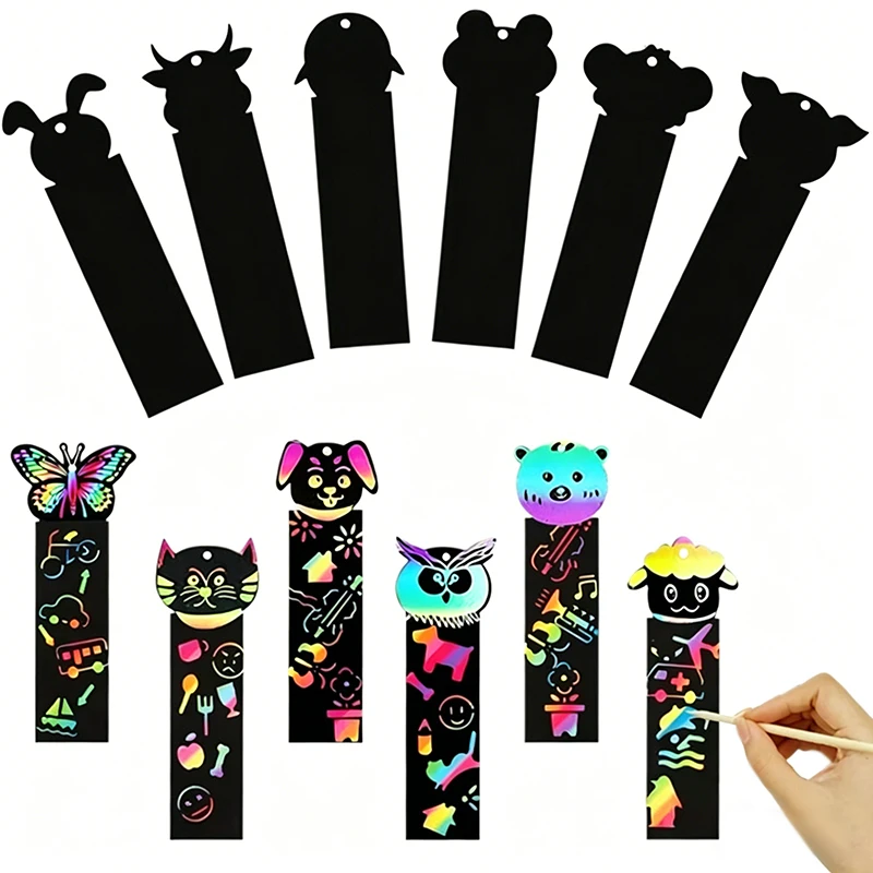 

12pcs/set Colorful Scratch Paper Drawing Props Office Educational Supplies Art Teaching Aids Stationery Student Rewards TMZ