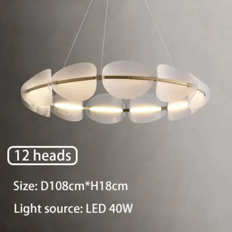 SANDYHA Modern Luxury Led Art Iron Pendant Light Creative Annular Petal Chandeliers Bedroom Study Living Dining Home Decor Lamp