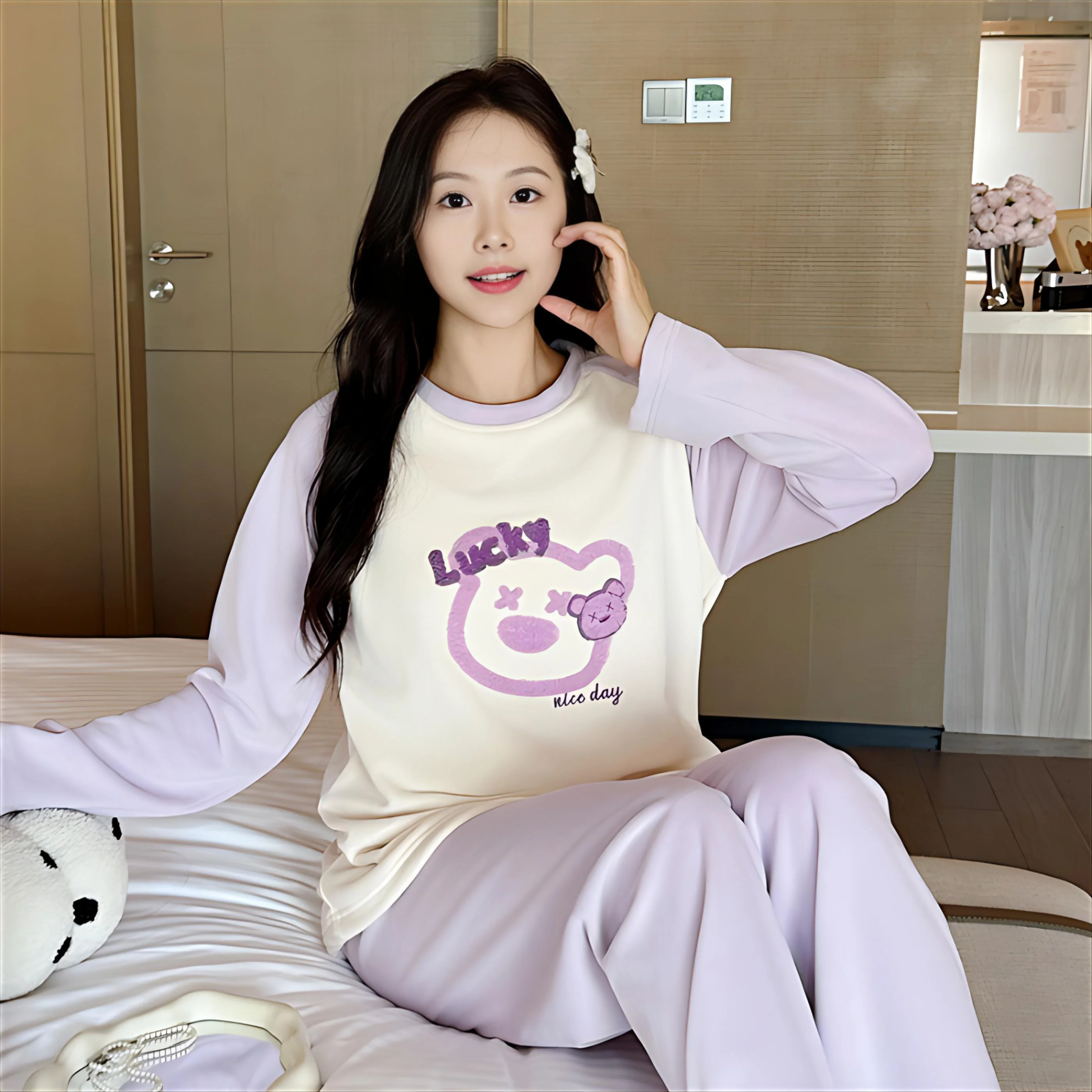 パジャマセット長袖ショートパンツ女性リネンナチュラル大人通気性軽量クール吸湿性イージーケア春ラウンジウェア