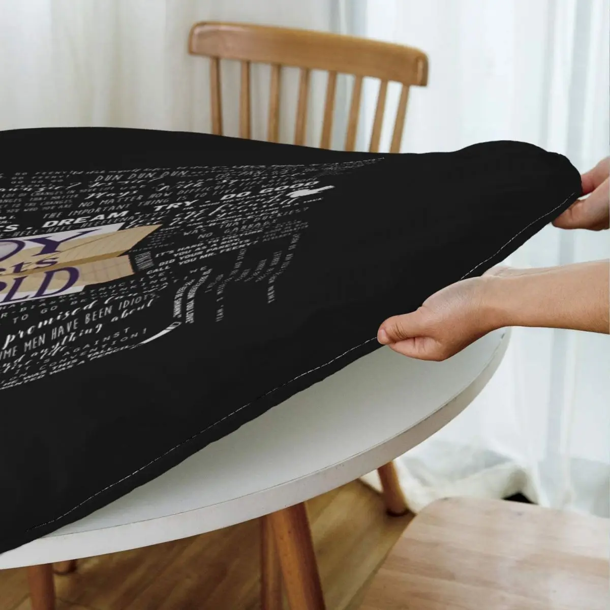 Boy Meets World Memorable Quotes Waterproof Round Tablecloth Oilproof Table Cloth for Kitchen Events Dining Table Cover