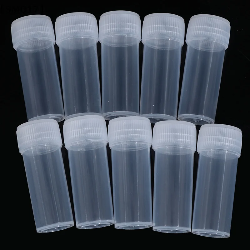10Pcs 5ml Plastic Test Tubes Vials Sample Container Powder Craft Screw Cap Bottles for Office School Chemistry Supplies【SMQ】