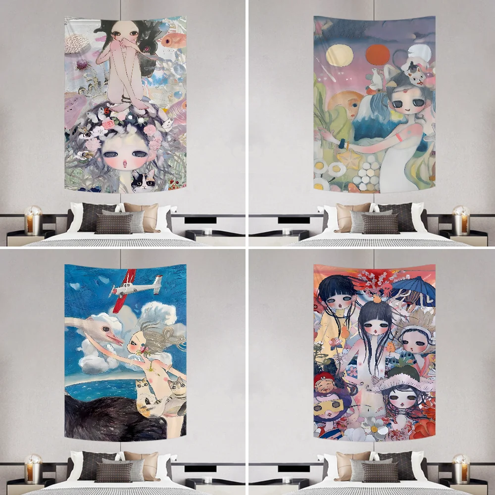 A-Aya T-Takano-ES Tapestry Decoration Party Background Hanging Cloth Bedroom Tapestry Room Decor Aesthetic