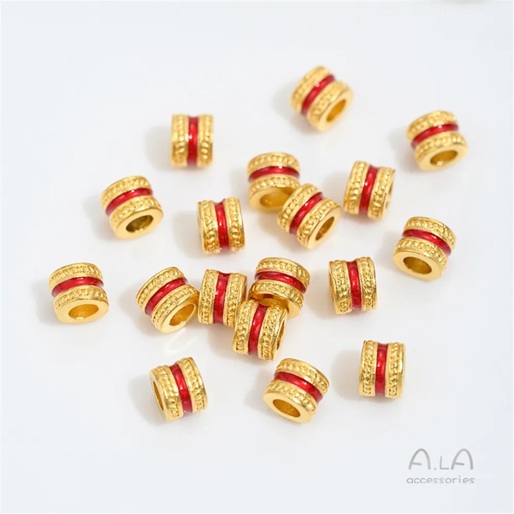 Vietnamese Sand Gold Pink Drip Oil Barrel Beads Dragonfly Beads Butterfly Gourd Flower-shaped Bead String Accessories - Image 4