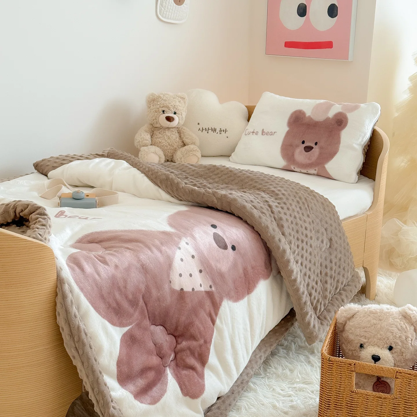 

Cozy Panda Milk Velvet Comforter,Double Sided Baby Blanket Soft Toddler Blanket Doudou Quilt for Nursery Christmas gifts