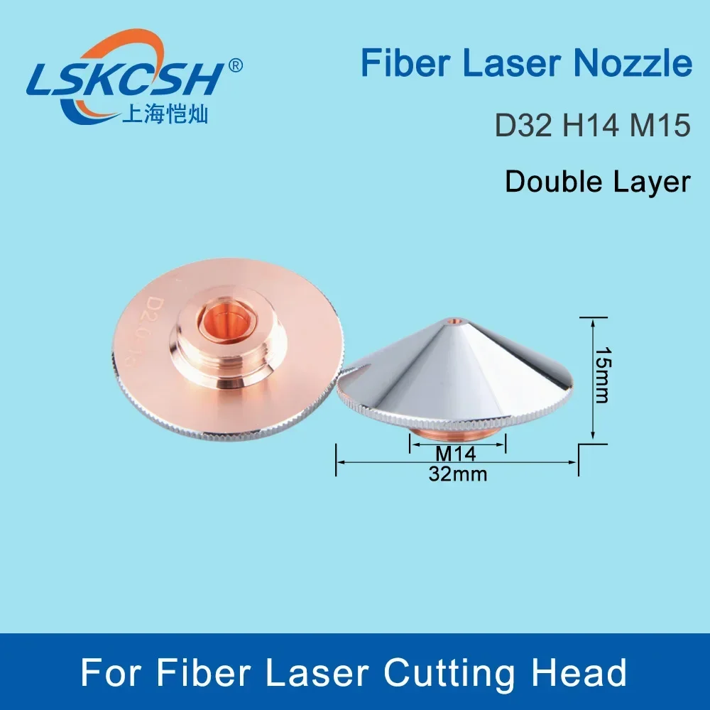  Raytools Laser Nozzles Single Double Layer Dia.32mm M14 Caliber 0.8-4.5mm for Fiber Laser Cutting Machine BT240 BM114 etc