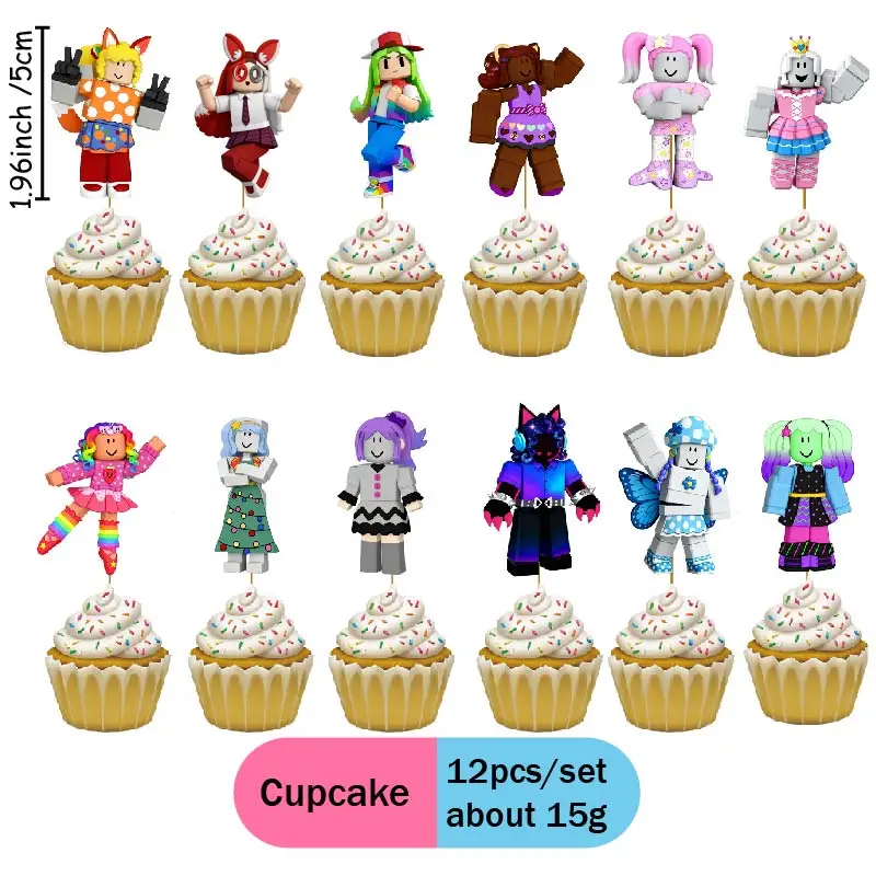Roblox Geburtstagsparty-Dekoration Cartoon Rosa Thema Einweg-Papierbecher Teller Hintergrund für Innen- und Außenpartys – Detail 12