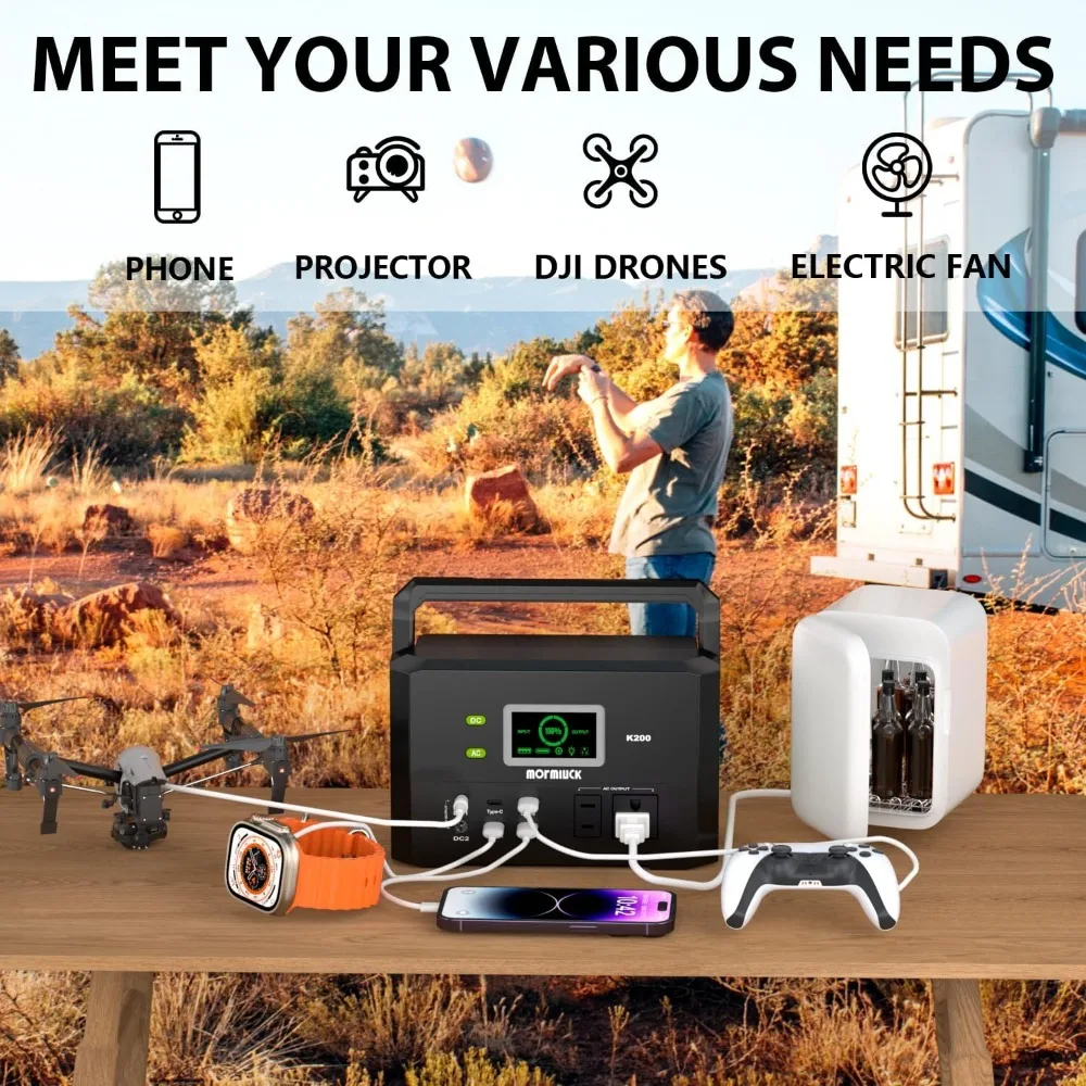 محطة طاقة محمولة 200 وات مع مخرج تيار متردد 110 فولت، بطارية احتياطية 32000 مللي أمبير في الساعة للاستخدام في حالات الطوارئ في المنزل وفي الهواء الطلق #2
