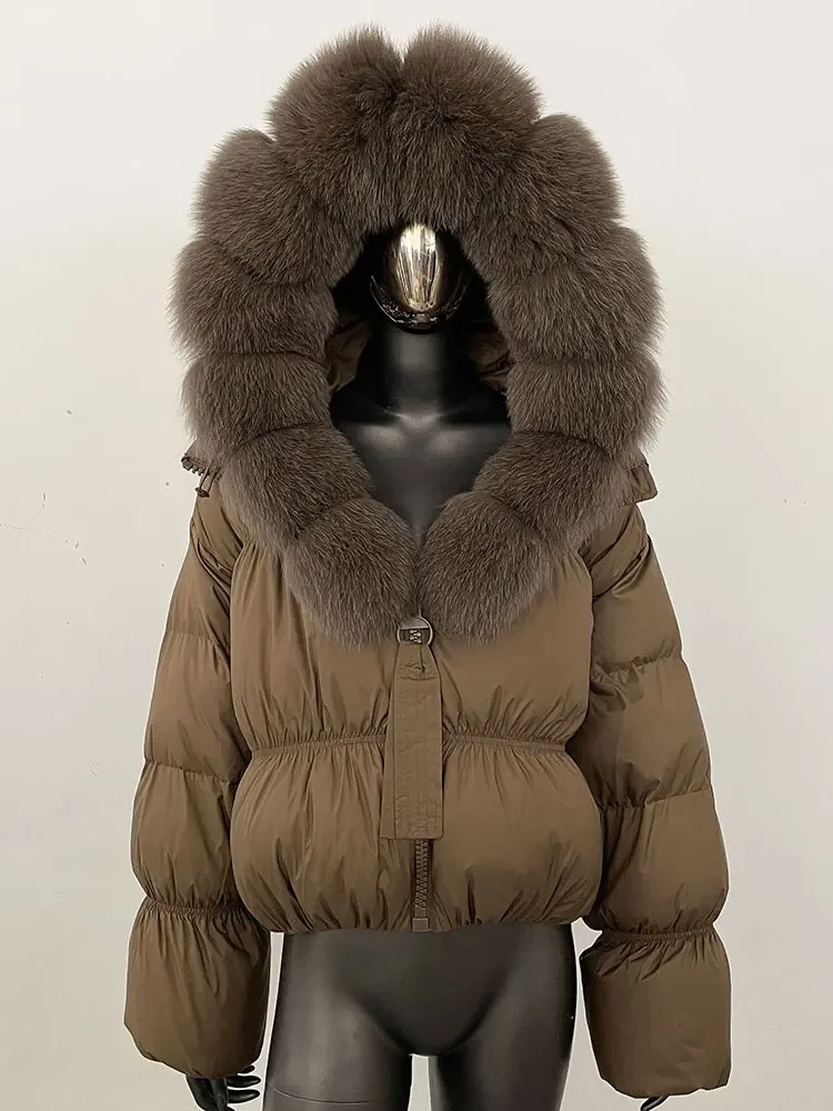 

Women Hooded Warm Puffer Jacker Real Raccoon Fox Coat 2025 New Winter Natural Fox Fur Jacket White Duck Down Coat Female