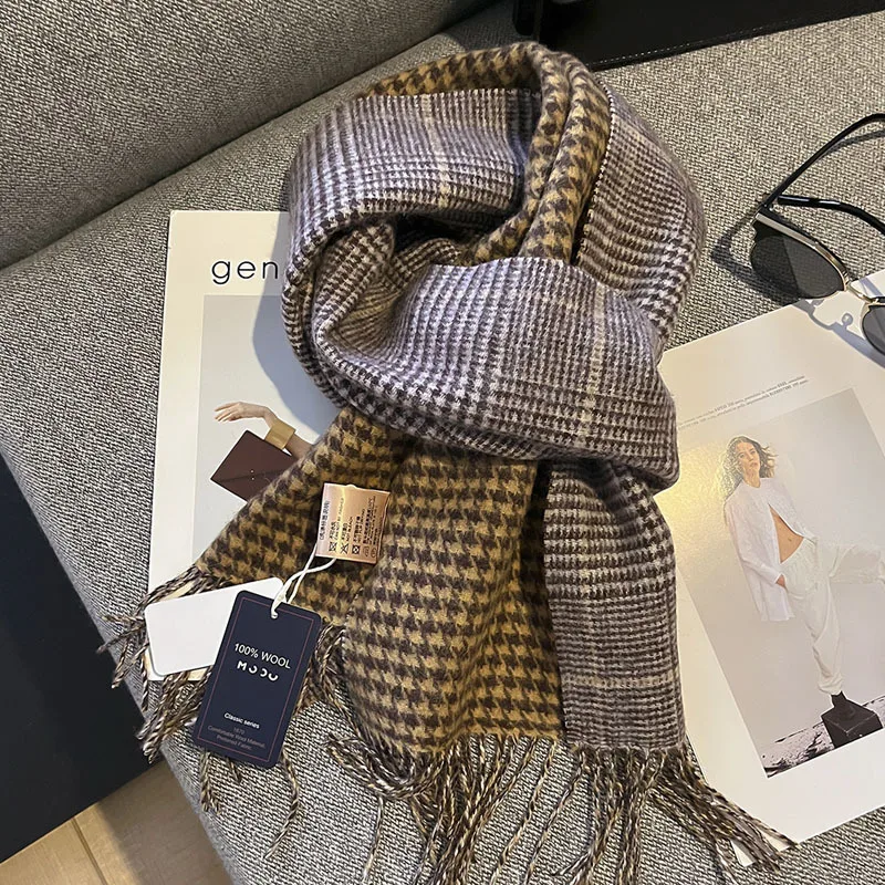 

Ladies' 100% Wool Winter Scarf Windproof Warm Korean Fashion Elegant Neck Accessory for Cold Weather