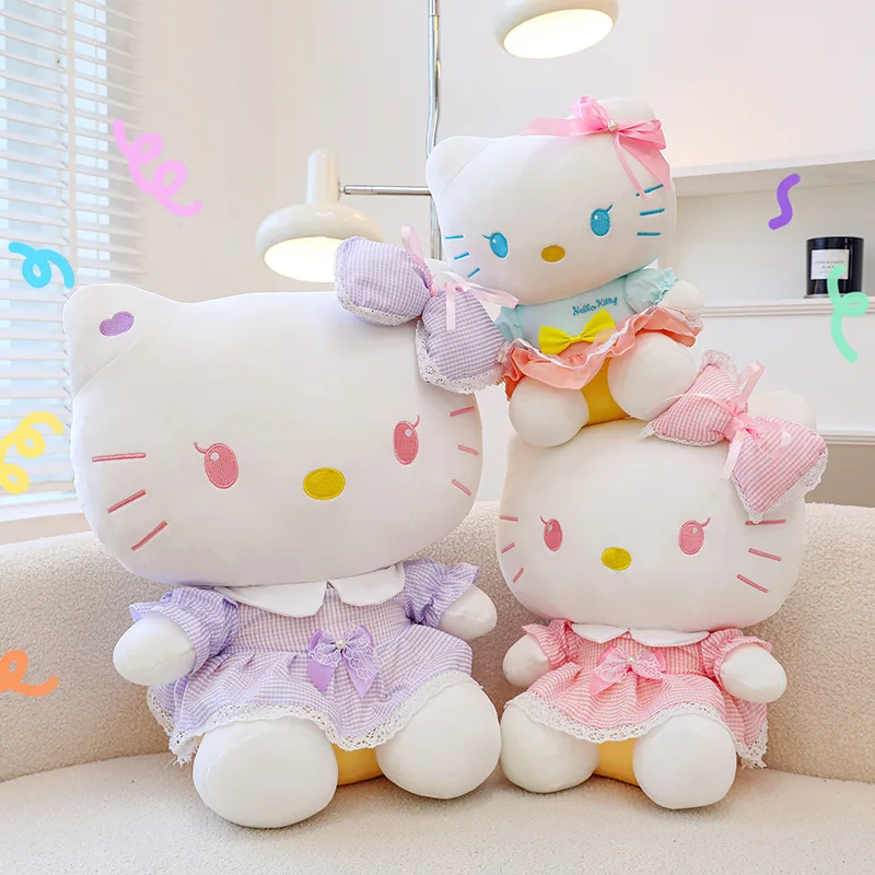 

Плюшевая игрушка Hello Kitty из аниме, кавайная кукла Санрио, плюшевая кукла, мультяшный мягкий набивной домашний декор, милая подушка, подушка для девочек, подарок на день рождения