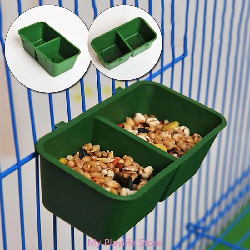 Bird Feeder Cup for Cage Hanging Plastic Conjoined 2 Cups Water Feed Trays for Parakeet for Pigeon Poultry Feeding