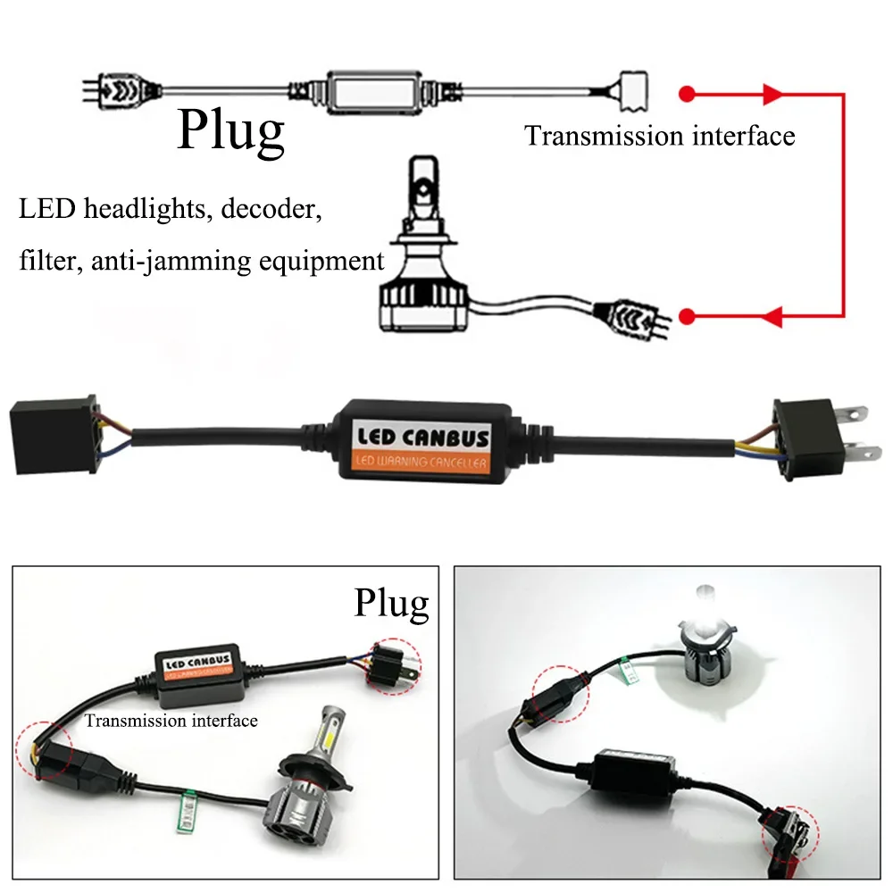 Eliminate Flickering and Interference with 2 PCS LED Headlight Fault Contactors Canbus Decoder for Different Car Models