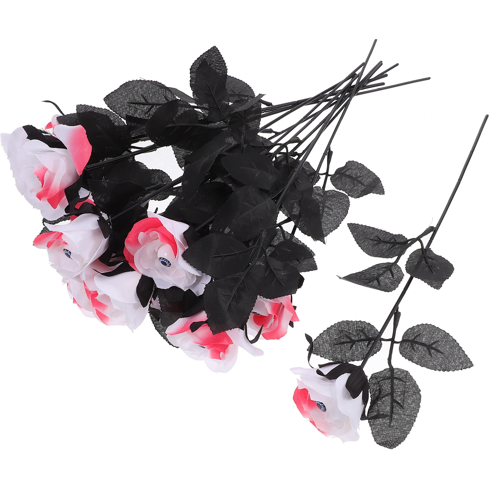 

12pcs Artificial Roses with Eyeballs Halloween Fake Flower Decorations Realistic Faux Rose for Party Event Simulation Flower