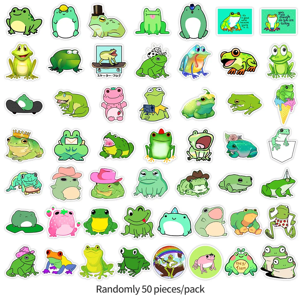 

10/30/50PCS Funny Frog Meme Cartoon Creative Decorative Decal Waterproof Graffiti Decal Kids Toy DIY Pencil Box Scrapbook Diary