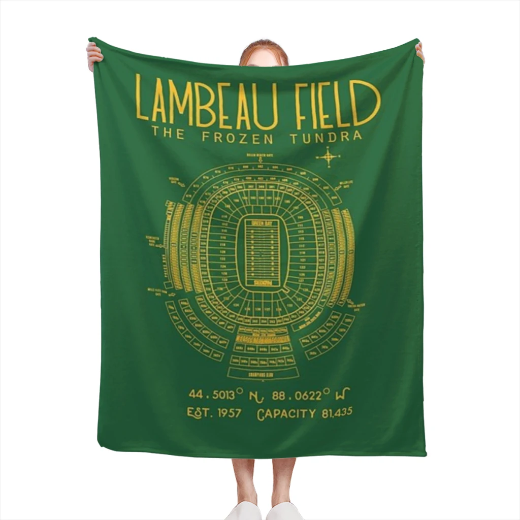 Green Bay Packers Lambeau Field Stadium Poster Print Sofa Bedroom Bed Home Office Nap Blanket Car Travel Picnic Blankets Gift