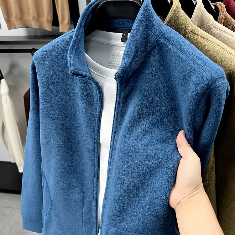 

Men's Fce Lined Hooded Jaet Casual Warm Stand Collar Zipper Closure Autumn Winter Outerwear Polyester Fiber Stand Fit