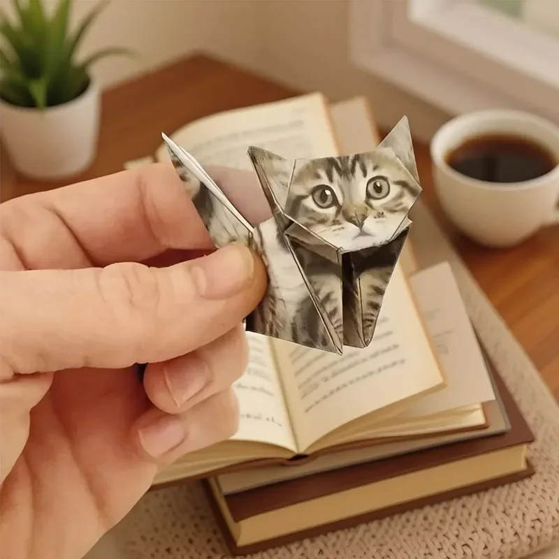 3D DIY Origami Cat Papercraft Kit with Stickers for Beginners, Handmade Home Desk Decor & Gift