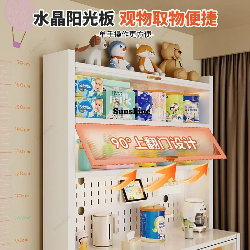 Baby Feeding Table Sideboards Dust-proof Steel Cabinet- Iron Cabinet with Glass Display, Ideal Floor Storage & Locker for HomeY