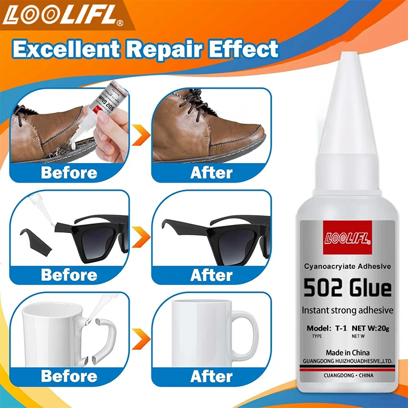 1-3pcs,20ml,502 super glue, colle cyanoacrylate à séchage rapide, cuir, caoutchouc, bois, métal, verre, colle liquide fortement adhésive, non blanche, durable, envoi gratuit du tube de colle goutte à goutte.