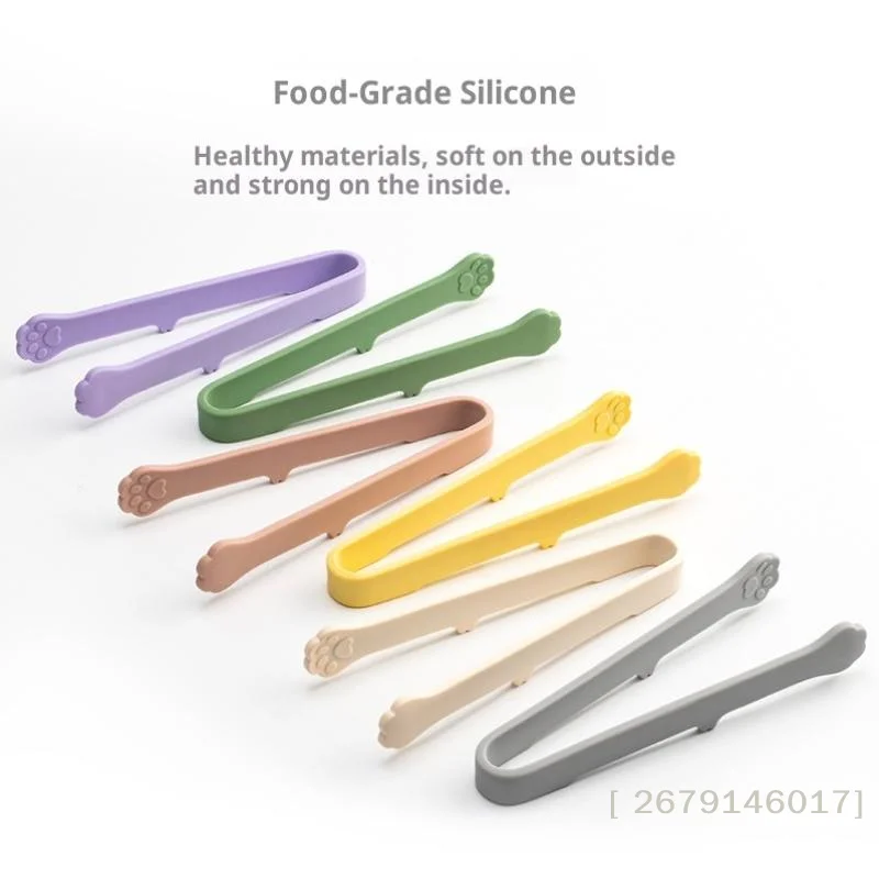 {HMA74} Cute Cat Paw Shape Silicone Mini Snack Food Tongs Non-slip Handles Ice Clip heat-resistant BBQ Bread Clamp Kitchen Tools