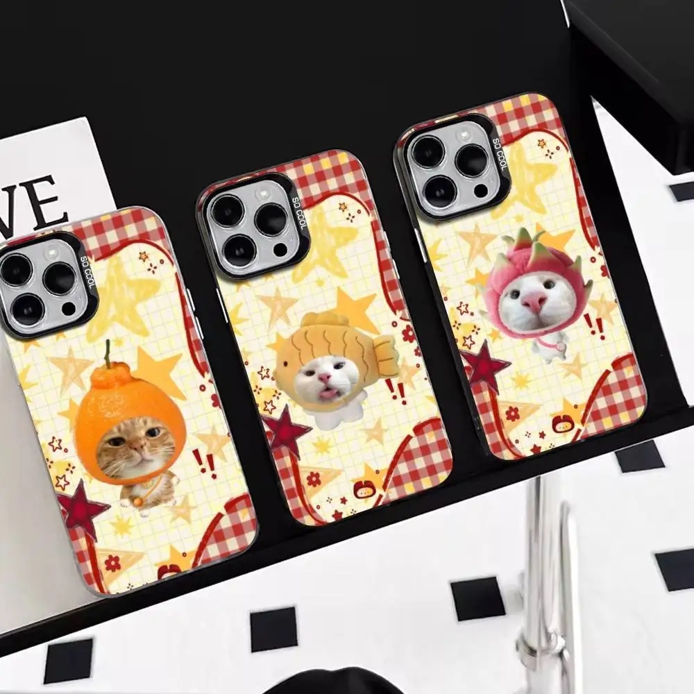 

Food cats with headgear222 Phone Case For iPhone 17,16,15,14,13,12,11 Plus,Pro Max,XS,Colorful Silver Black Cover