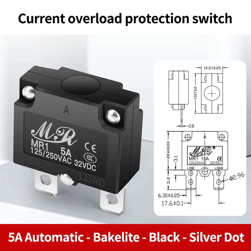 DIY 7A 10A 15A Automatic Reset Relay Fuse Therma Switch Circuit Breaker Current Overload Protector Kids Electric Car Accessories