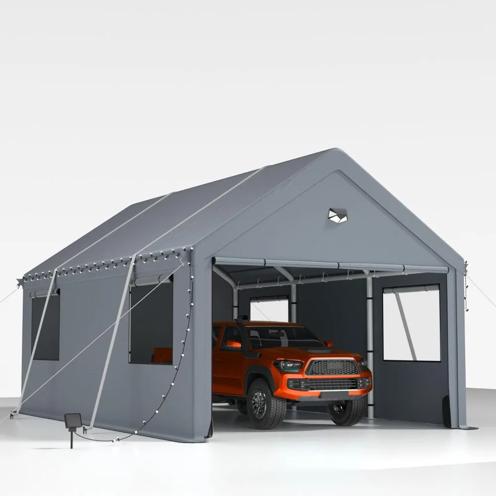 

x16FT Heavy Duty Carport Canopy, Extra Large Portable Car Tent Garage with Roll-up Windows and All-Season Tarp Cover, Removable