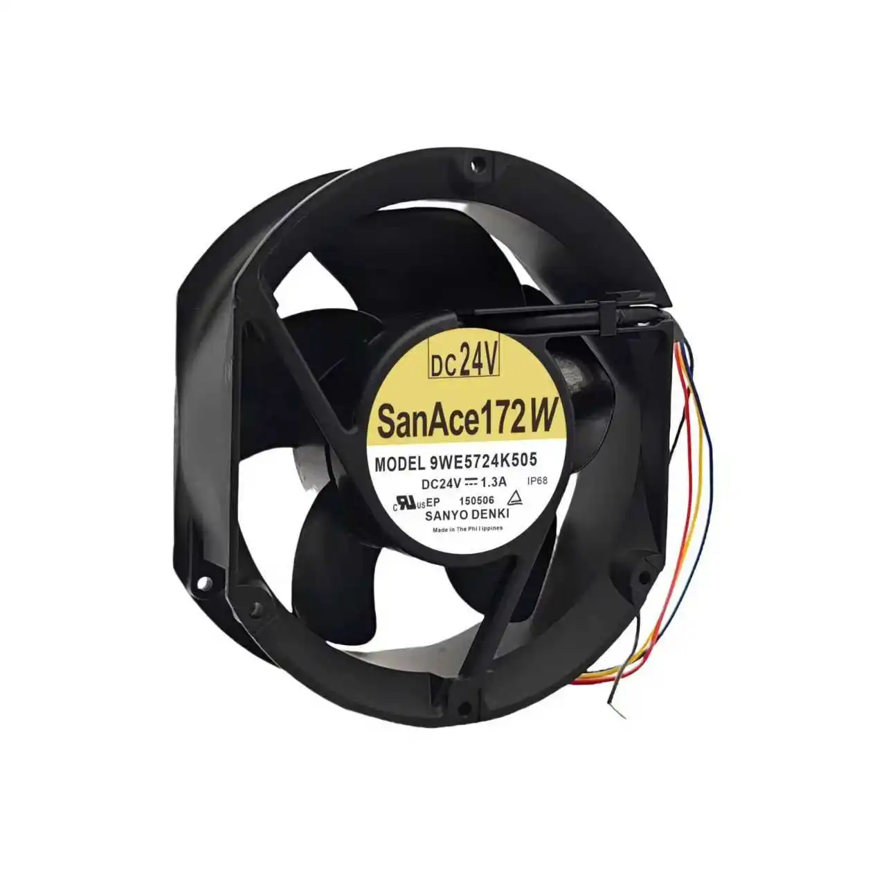 for Sanyo 9WE5724K505 172mm Waterproof Fan 24V 1.3A, IP67 Industrial Cooling Fan for HVAC/Machinery, 3744RPM