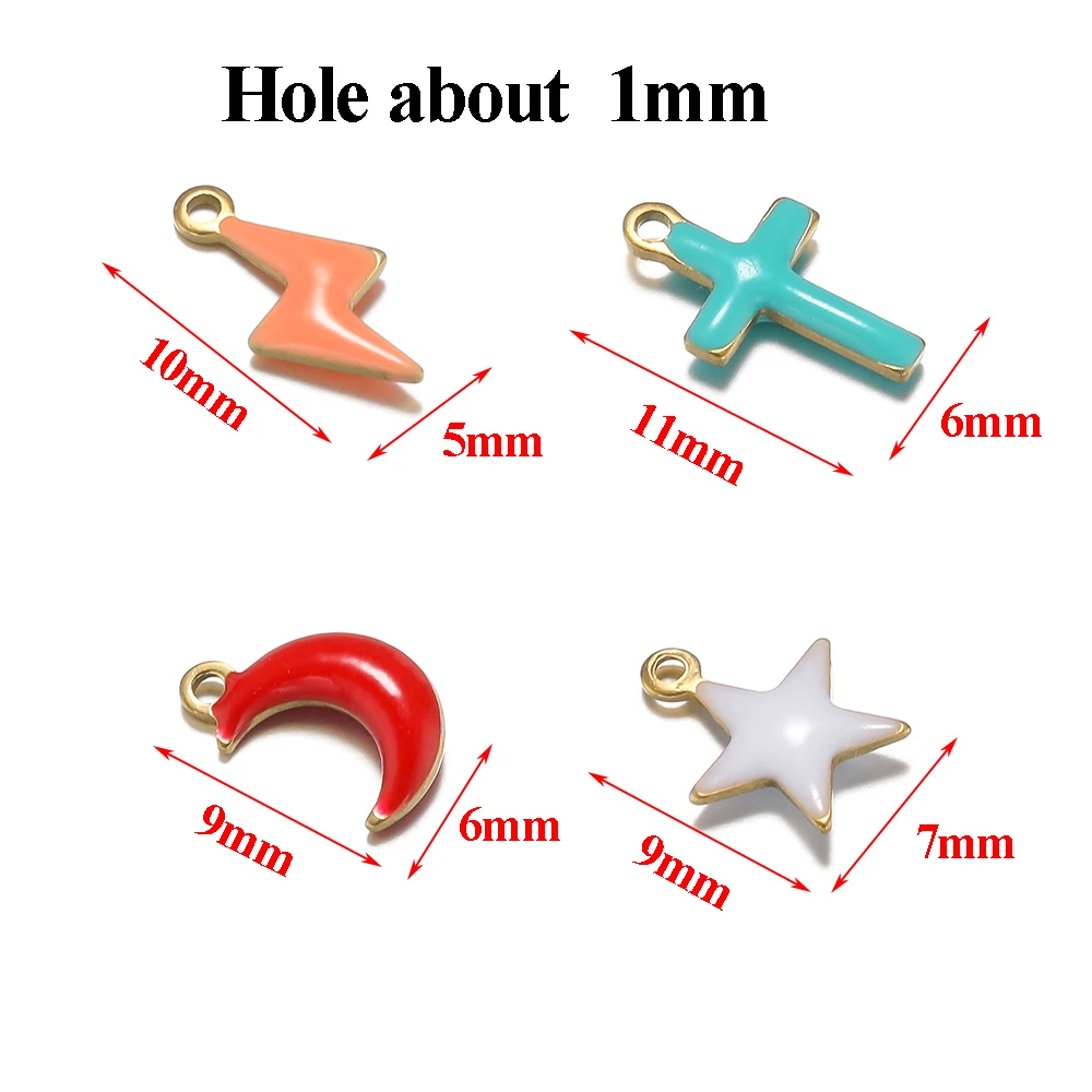 20 Stück Edelstahl-Vakuumbeschichtete Mond-Stern-Emaille-Anhänger für Armbänder, Halsketten, DIY-Schmuck und Ohrringe – Detail 4