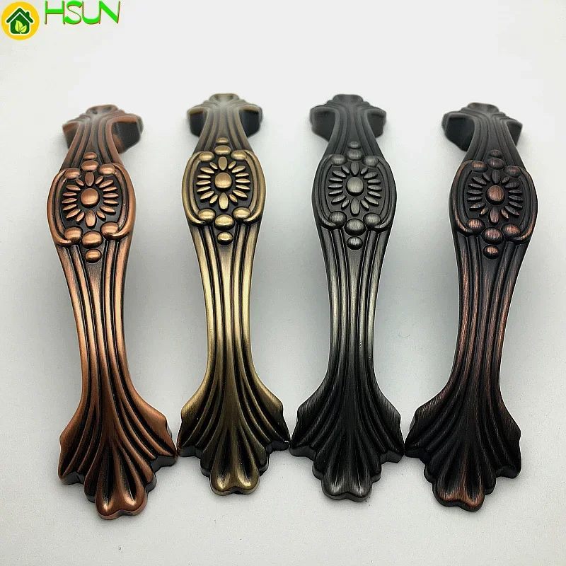Style light luxury red and green bronze wardrobe door handle 96 cabinet drawer handle hanging cabinet TV cabinet wine cabinet