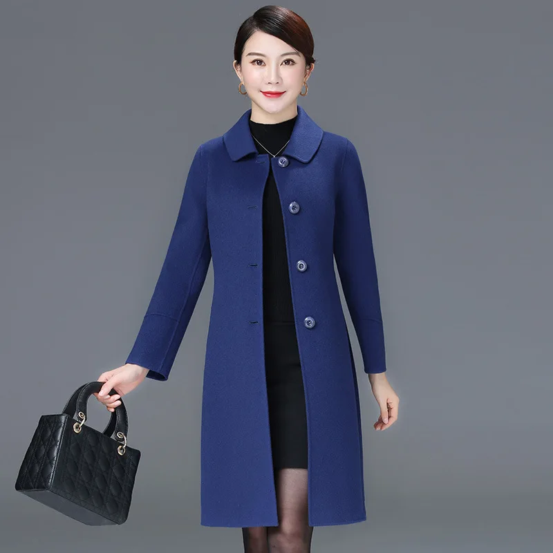 Double-sided wool coat women's 2023 autumn and winter new middle-aged temperament foreign woolen coat anti-season wool coat