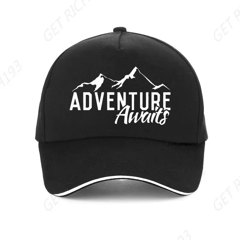 

Adventure Awaits Mountain Women Baseball Cap Cotton Casual Funny Hat Outdoor Sports Adjustable Snapback Hat One Size