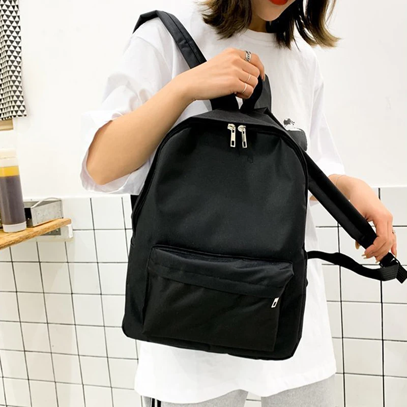 Korean Fashion Solid Backpack Student Schoolbag Women Men Large Capacity Travel Bag Fashion Backpack