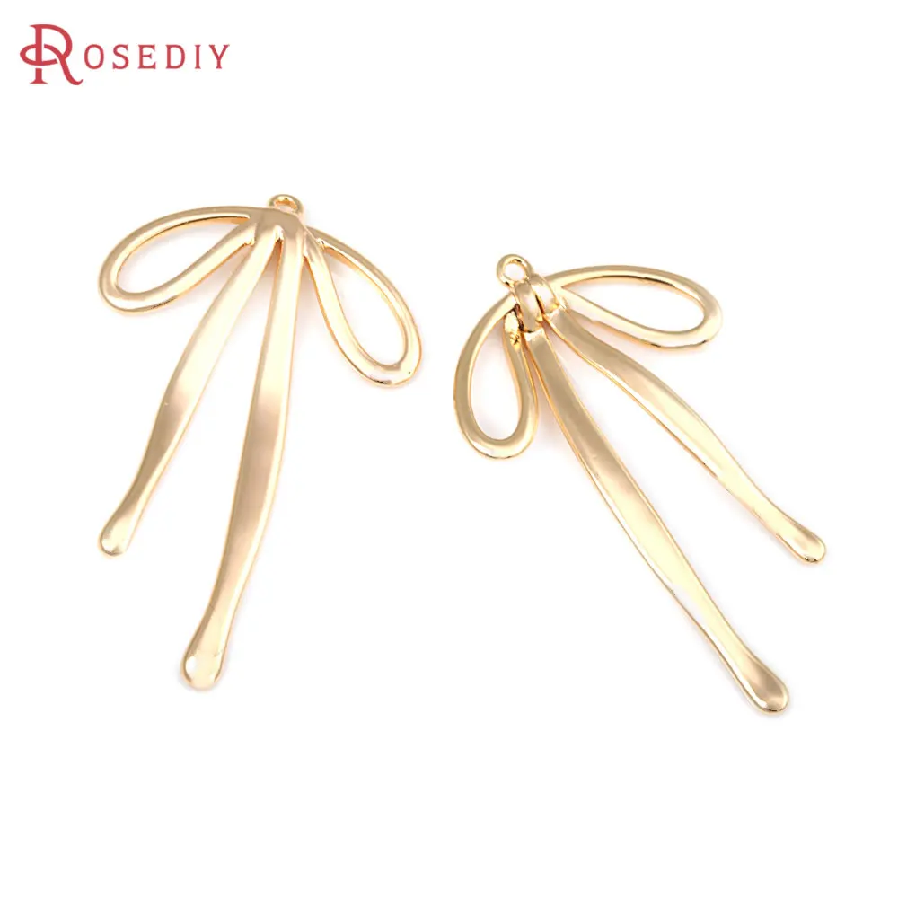 18K Gold Color Brass Bow Charms Pendants High Quality Diy Jewelry Making Supplies Necklace Earrings Accessories for Women