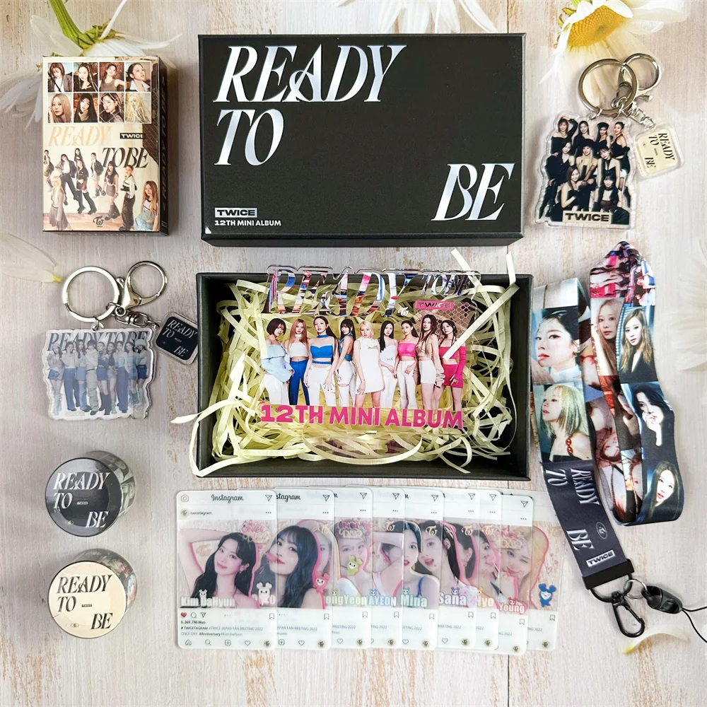 Kpop TZUYU Album READY TO BE Gift Box DAHYUN MINA JIHYO SANA MOMO Keychain Lanyard Photocard Sticker Tape Gift Set Fans Gift