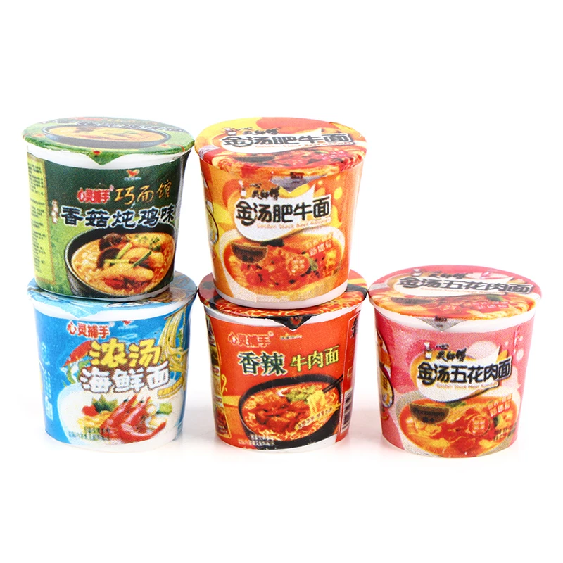 6pcs Mini Cute 1:12 Doll House Kitchen Simulation Food Miniature Japanese Instant Noodle Decor Fast Food Soup