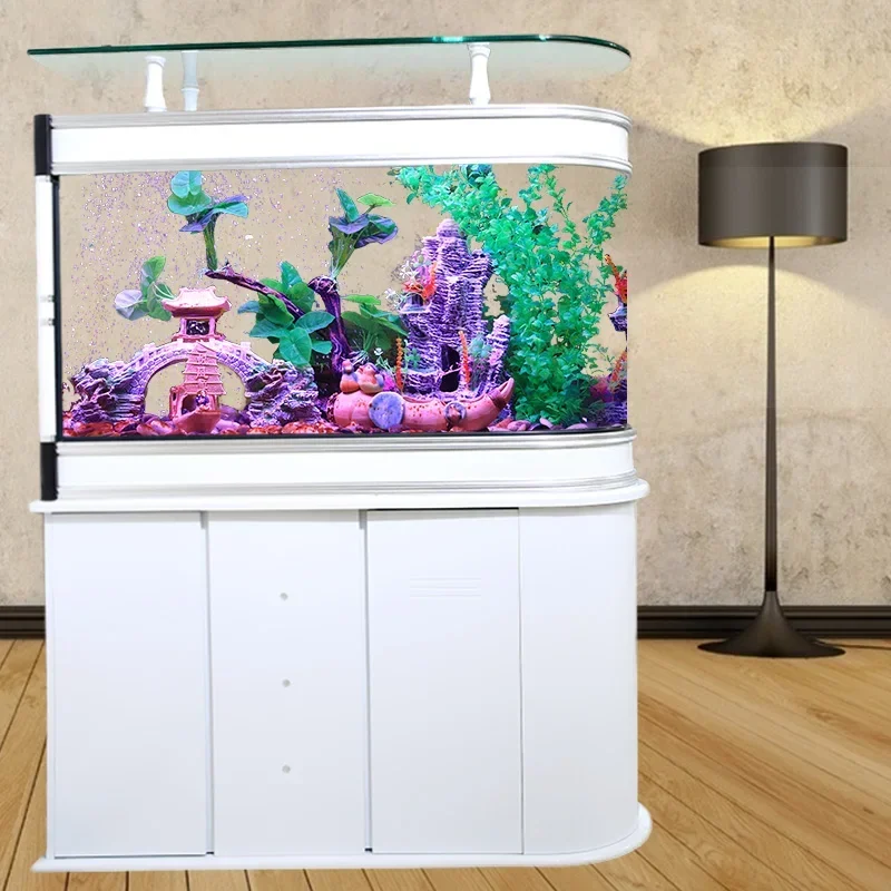 

ML Аквариум U-образный стеклянный экологический аквариум Бытовой средний экран Перегородка для гостиной Входная сменная вода