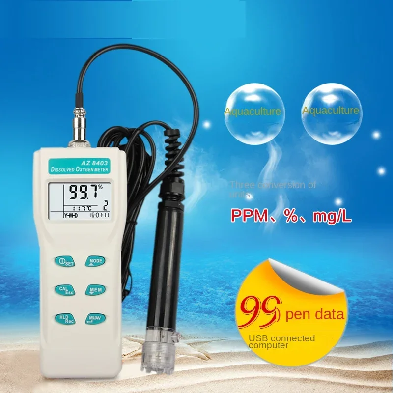 Dissolved Oxygen Detector Portable Aquaculture Dissolved Oxygen Meter Dissolved Oxygen Analyzer Water Quality Tester AZ8403