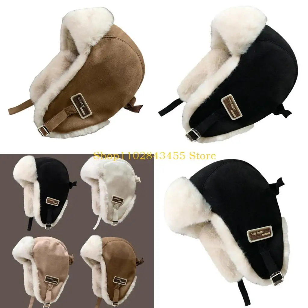49MC Windproof Trapper Caps Adult Thicken Ushanka Hat Cold Weather Hat with Earflap