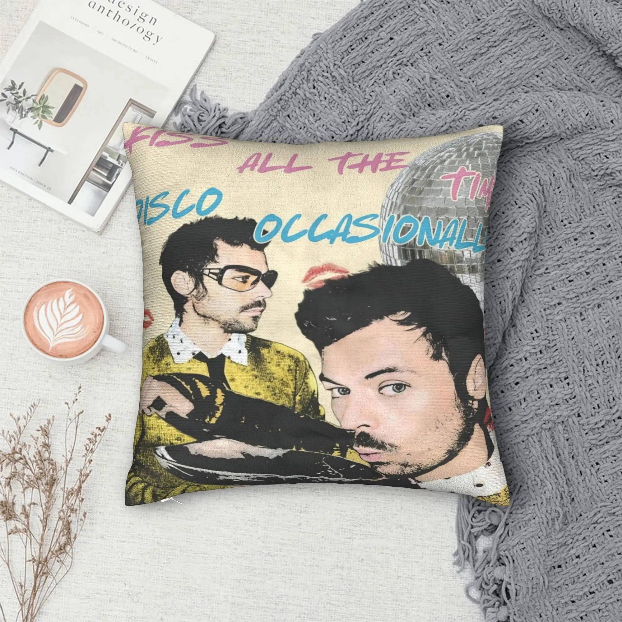 Harrys Styles Kiss All The Time Disco Pillow Cover  Vintage Pillow Case For Sofa Bedroom Home Decor Custom Pillowcases