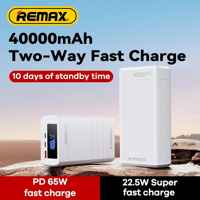 Remax Portable Power Bank 65W Fast Charging 40000Mah Rpp-310 Pd Qc Rohs Ce Fcc 2023 New Arrivals laptop Powerbank For Xiaomi Iph