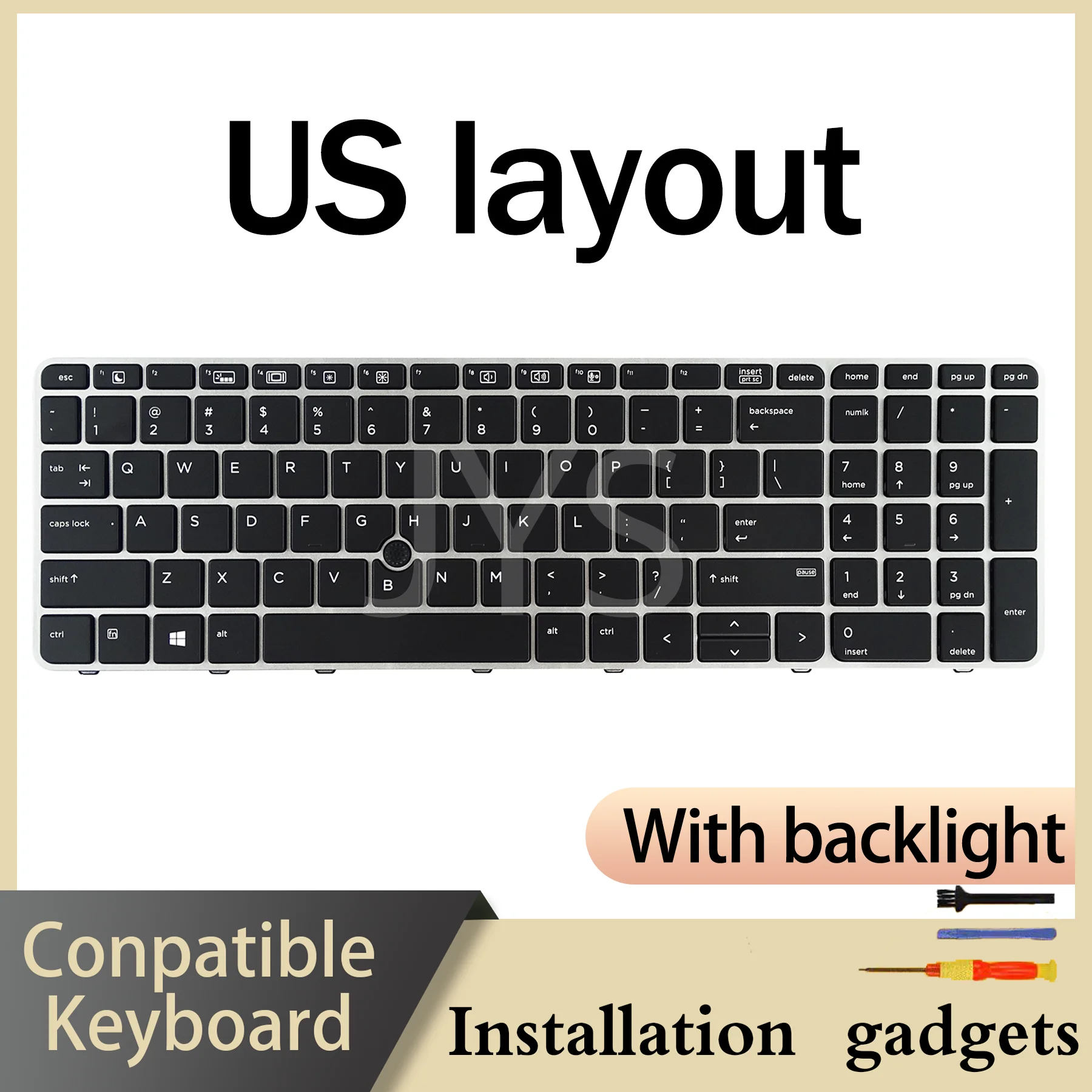 Suitable for HP Elitebook 755 G3 G4 850 G3 G4 with backlit pointing keyboard US layout
