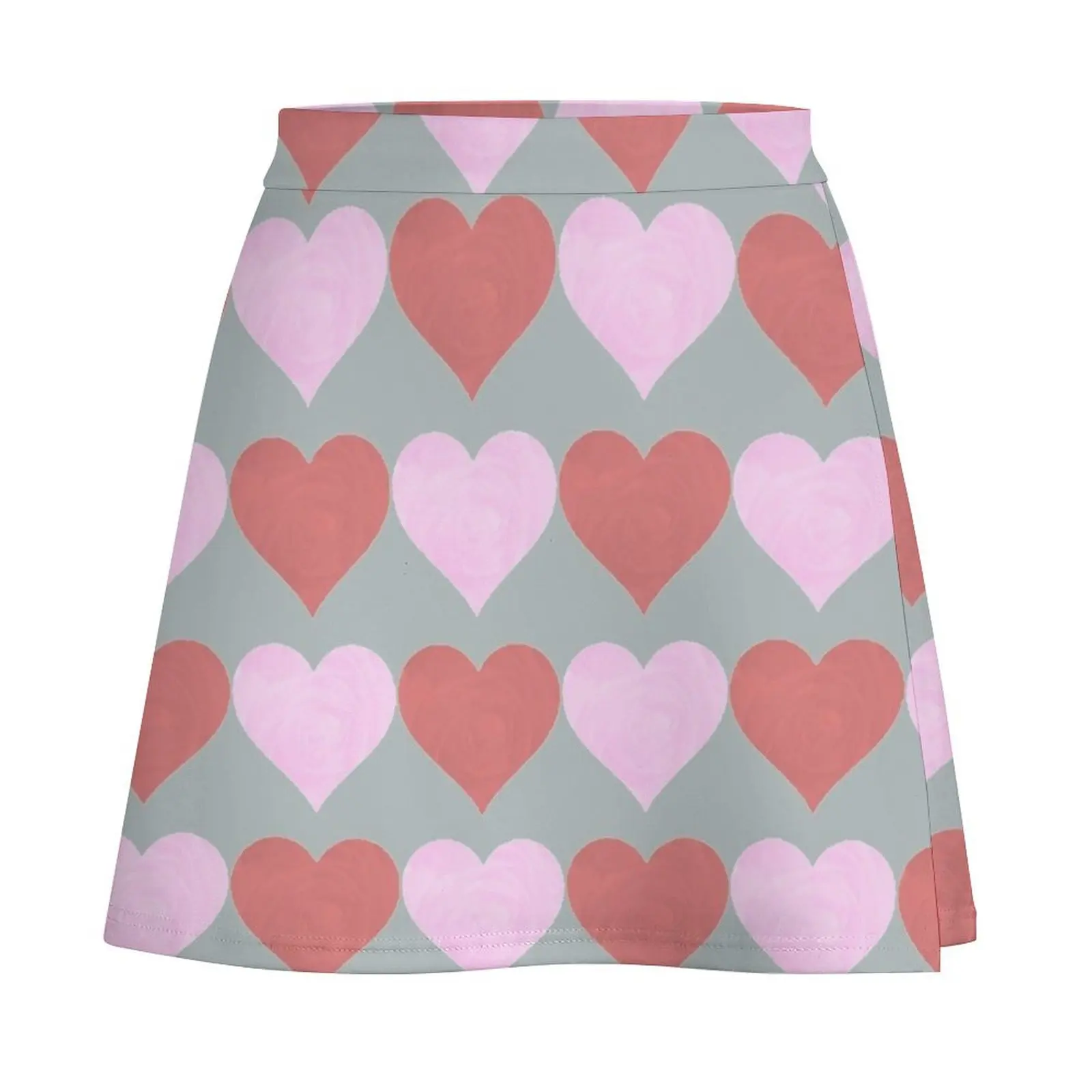 Red and Pink Heart Shape Pattern with Rose Mini Skirt extreme mini dress women's clothing summer 2026 novelties Mini Skirt